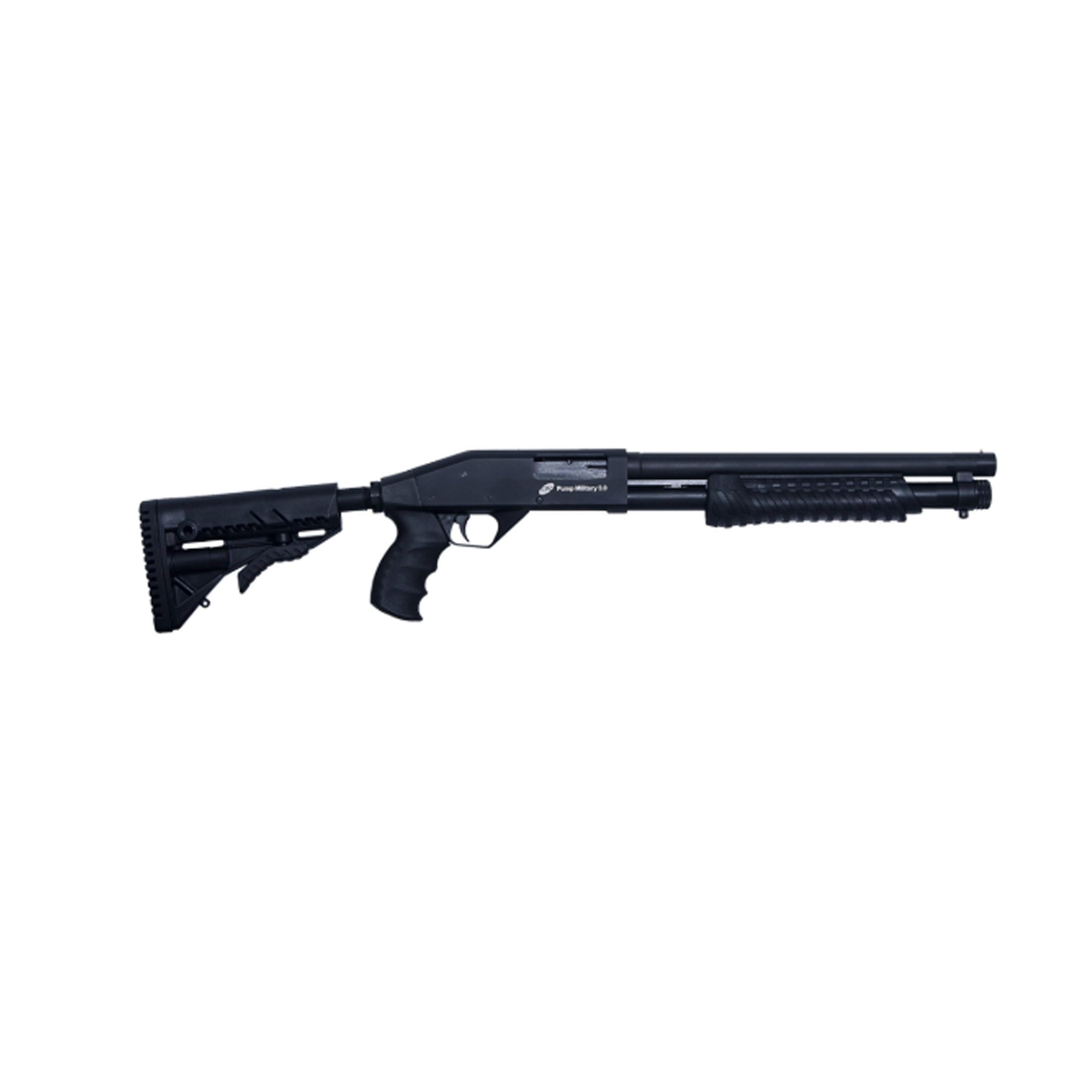 Calibre .12GA <br>Modelo: Pump Military 3.0 <br>Sistema de funcionamento: Repetição  <br>Capacidade de 5+1 disparos