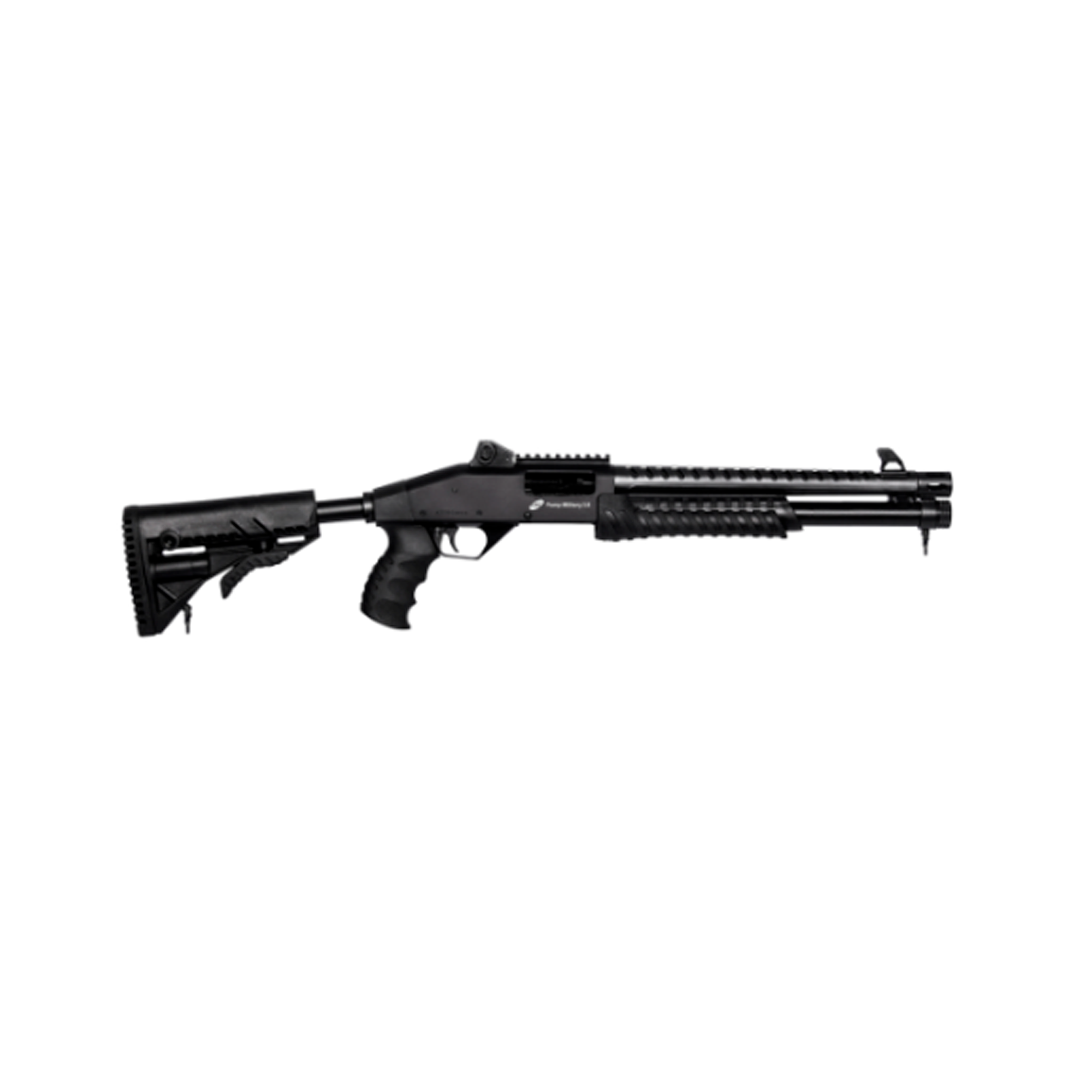 Calibre .12GA <br>Modelo: Pump Military 3.0 <br>Sistema de funcionamento: Repetição  <br>Capacidade de 5+1 disparos