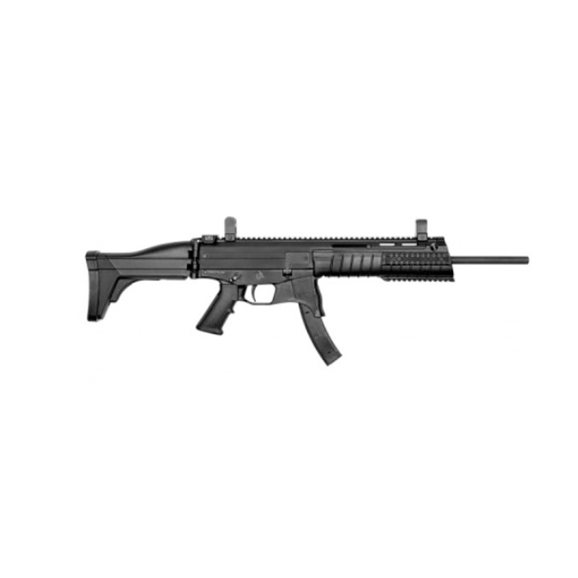 Calibre 9x19 mm<br>Capacidade 30 / 32 <br>Operação: Blowback simples 